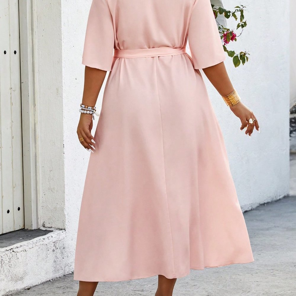 Pink Boho Women's Wrap Design Dress With Floral Print - Picture 2 of 5